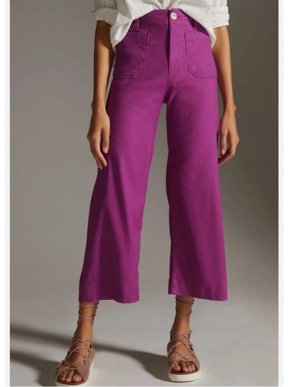 Maeve Colette Fuchsia Pink Purple Linen Blend Pants Size 14 / 32